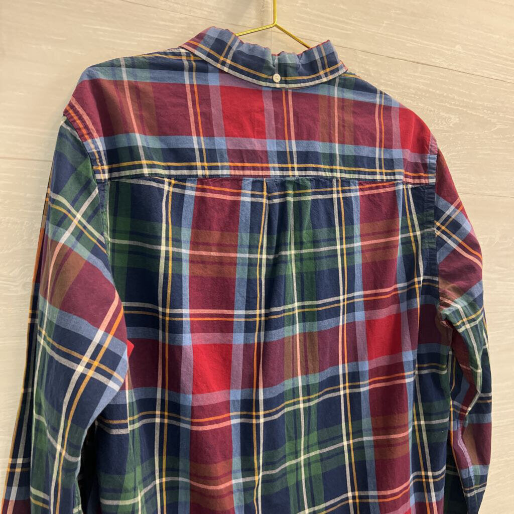 St John's Bay Red/ Multi Plaid Long Sleeve Button Down Top Large