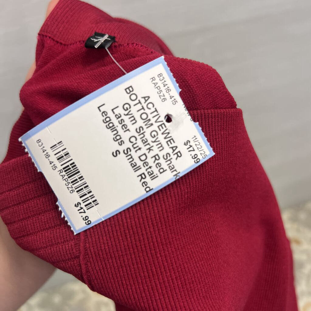 Gym Shark Red Laser Cut Detail Leggings Small