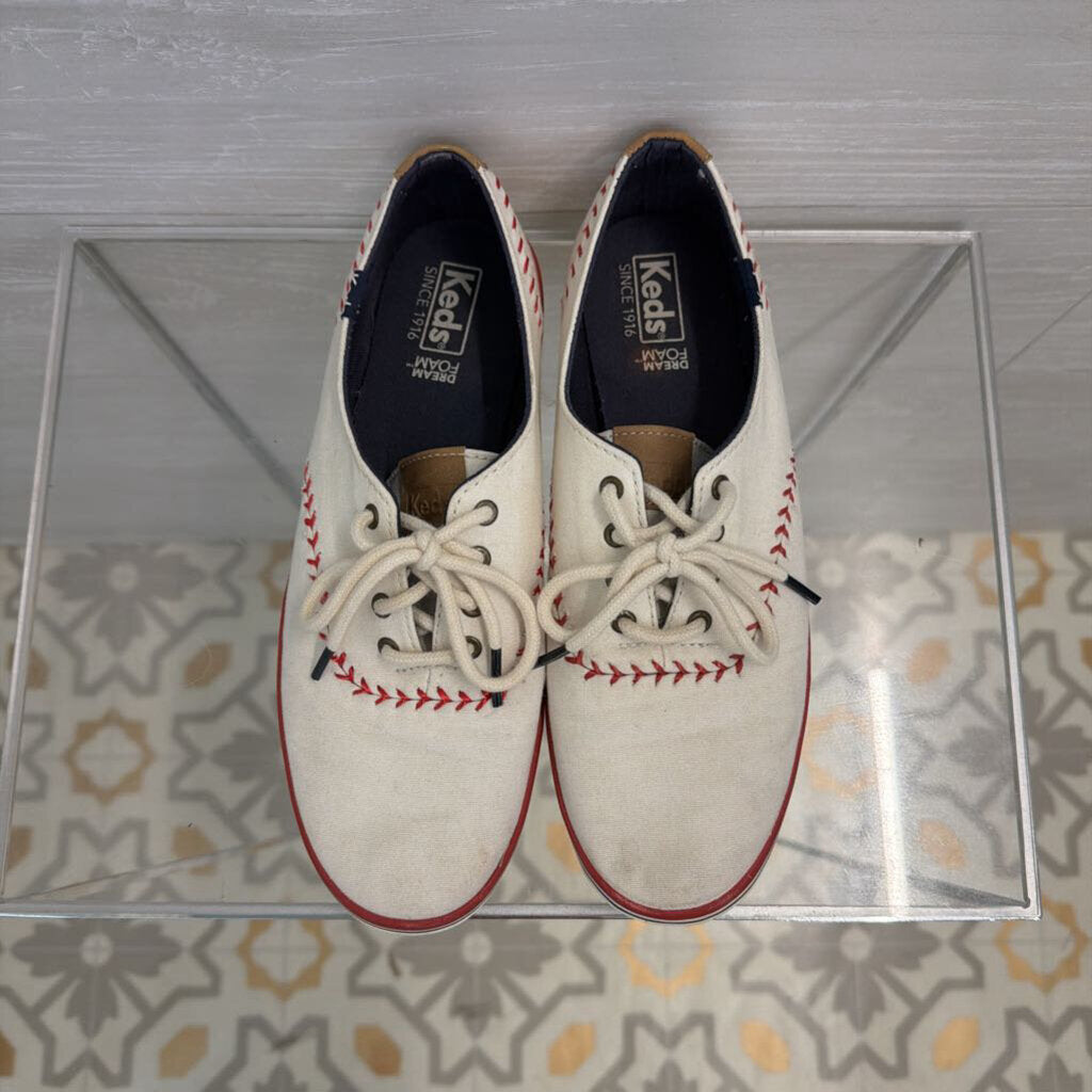 Keds White/ Red Champion Pennant Leather Baseball Stitching Sneakers 7