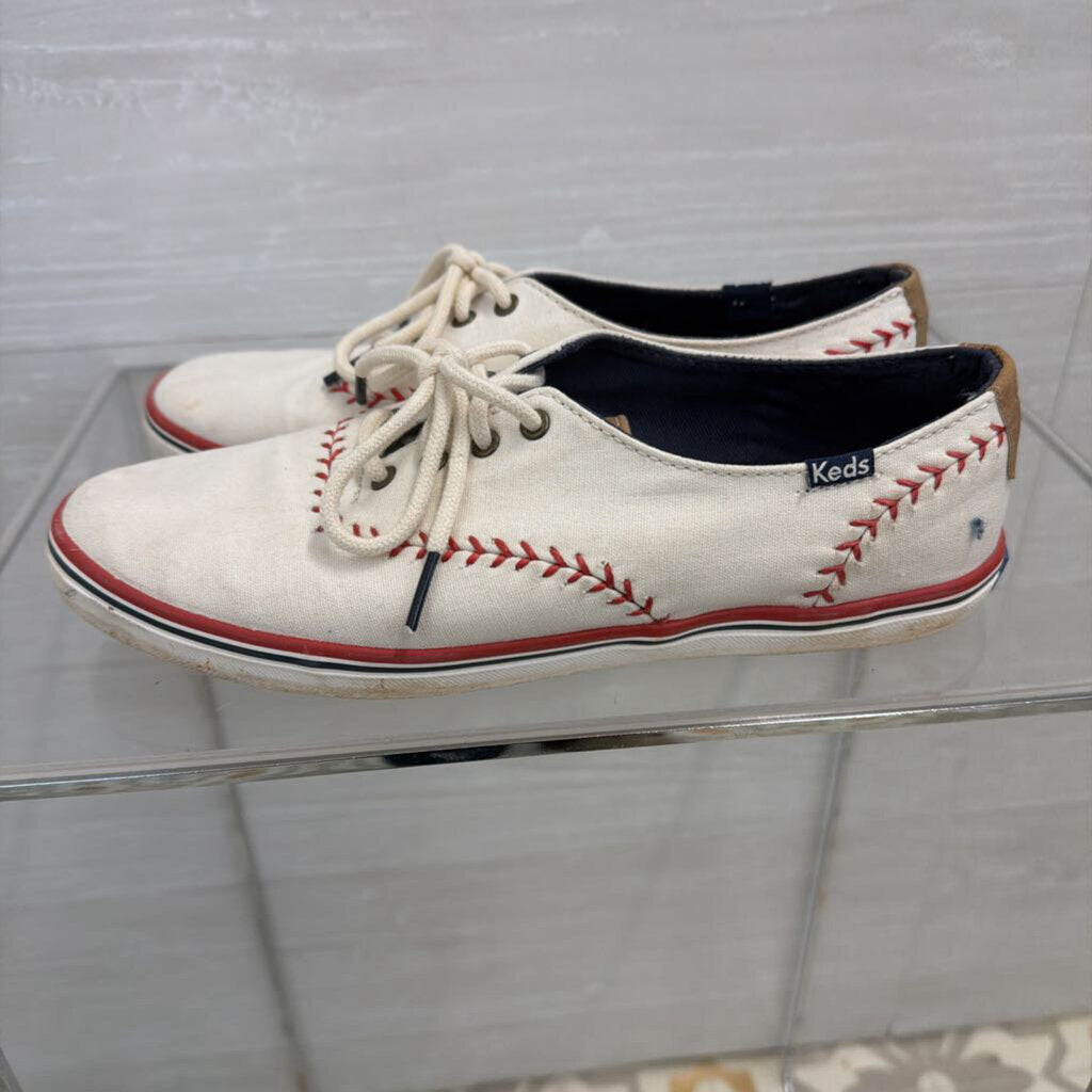 Keds White/ Red Champion Pennant Leather Baseball Stitching Sneakers 7