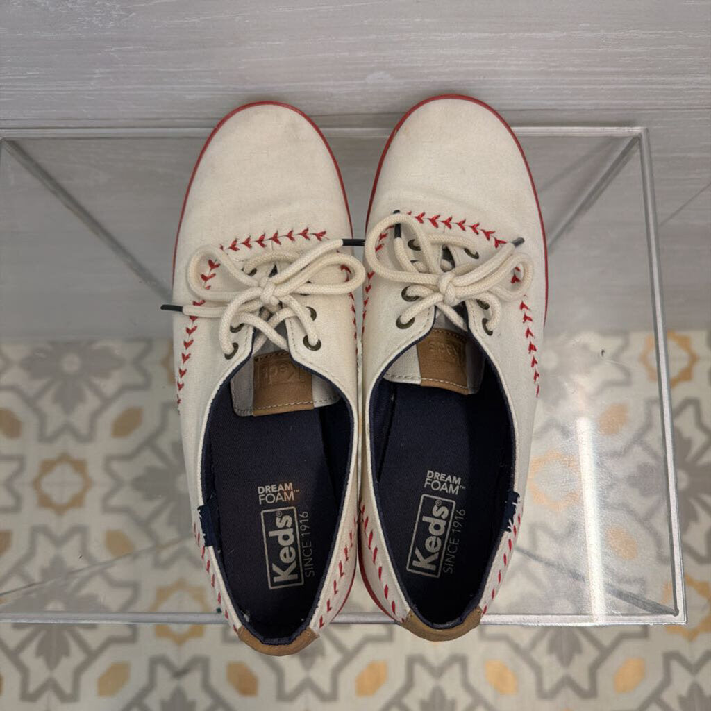 Keds White/ Red Champion Pennant Leather Baseball Stitching Sneakers 7