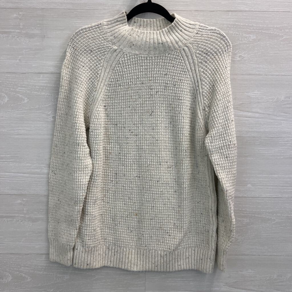 Christopher and Banks Cream/ Multi Speckled Knit Mock Neck Sweater Large