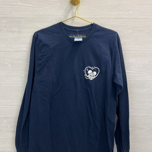 Skin and Bones Navy/ White Skeleton Take Me To The Moon Long Sleeve Graphic Tee Medium