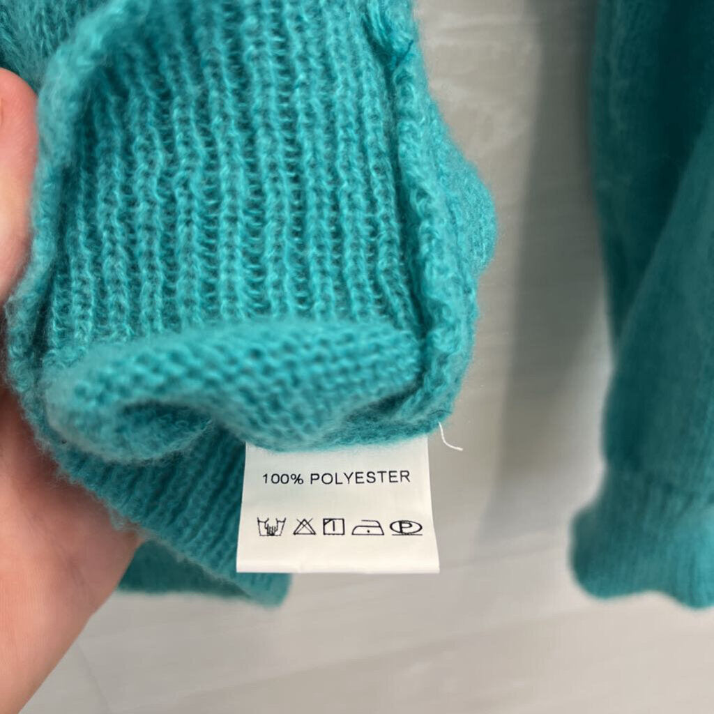 Blue/ White 3D Flower Cardigan Sweater Medium