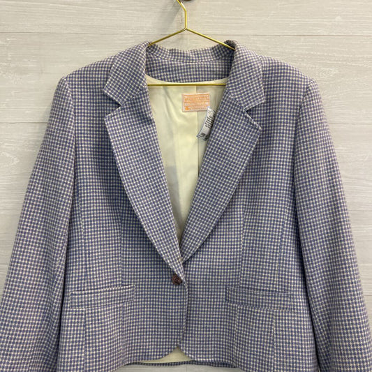Vintage Pendleton Blue/ White Houndstooth Blazer Jacket Small
