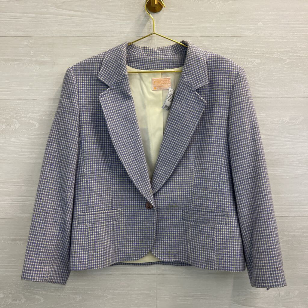 Vintage Pendleton Blue/ White Houndstooth Blazer Jacket Small