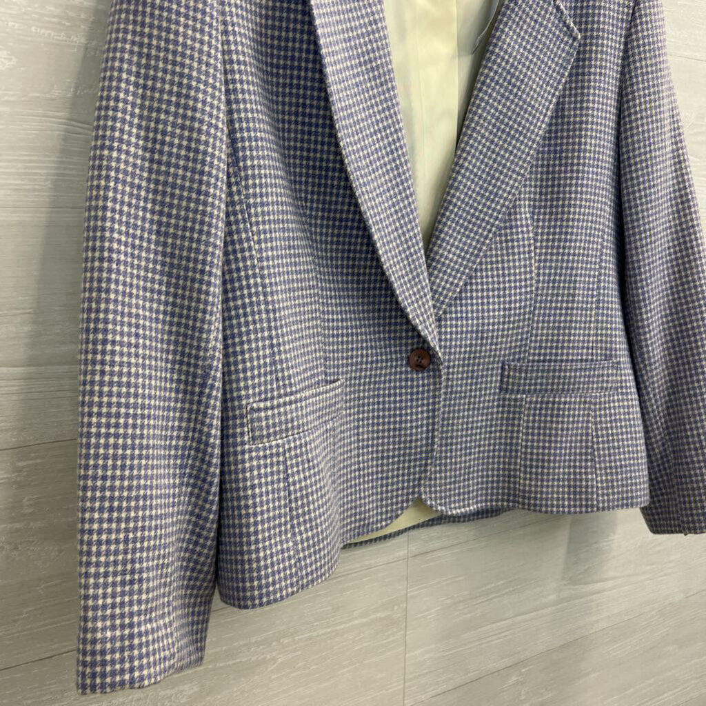 Vintage Pendleton Blue/ White Houndstooth Blazer Jacket Small