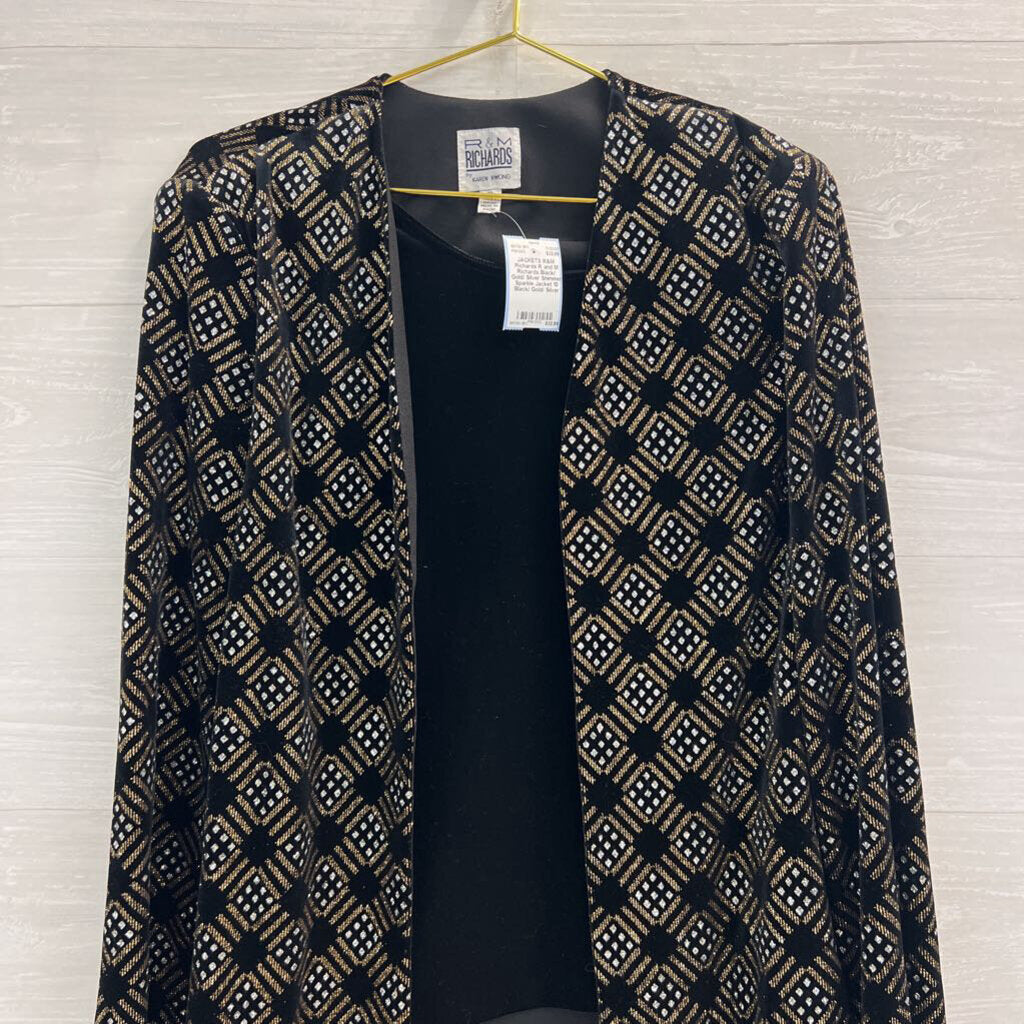 R and M Richards Black/ Gold/ Silver Shimmer Sparkle Jacket 10
