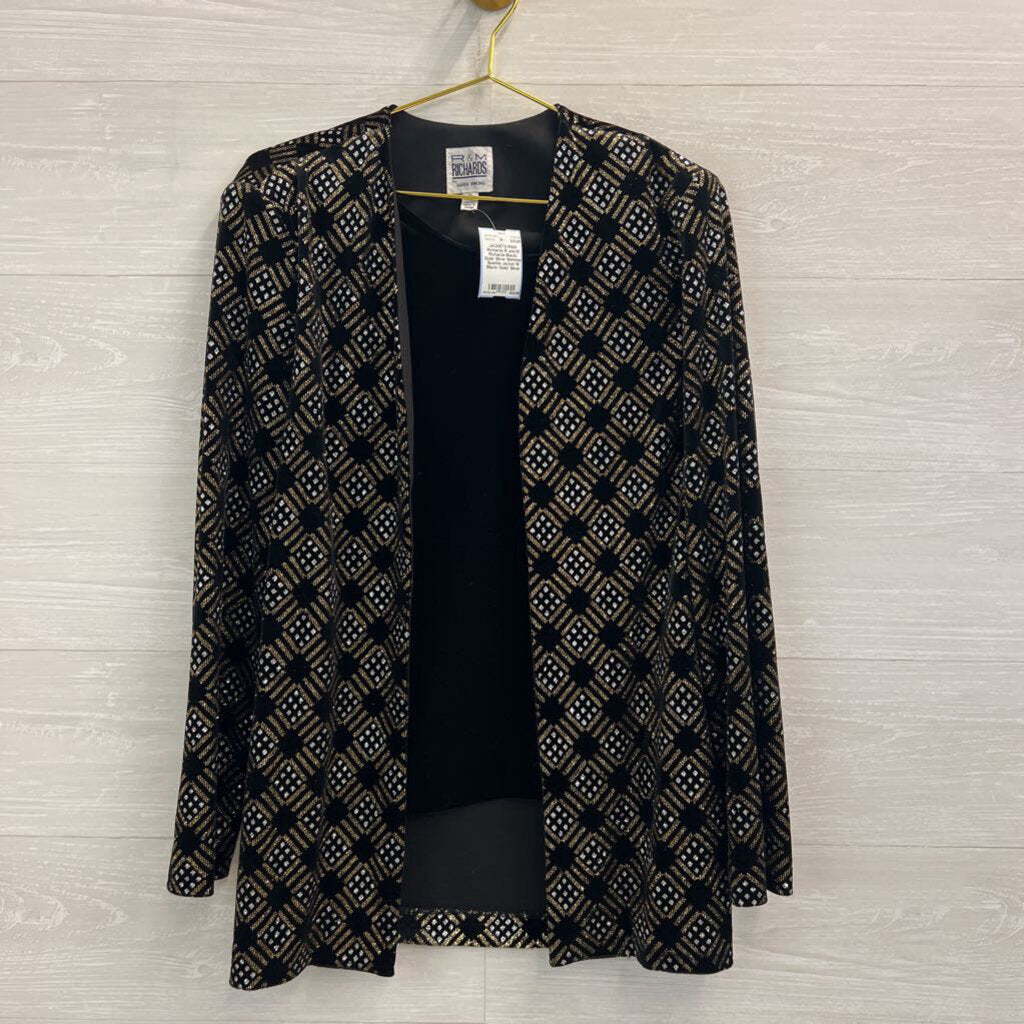 R and M Richards Black/ Gold/ Silver Shimmer Sparkle Jacket 10