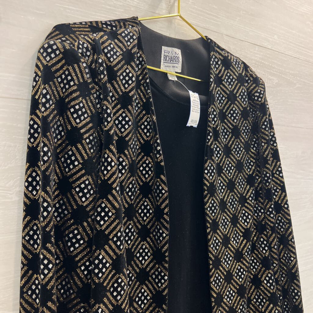R and M Richards Black/ Gold/ Silver Shimmer Sparkle Jacket 10