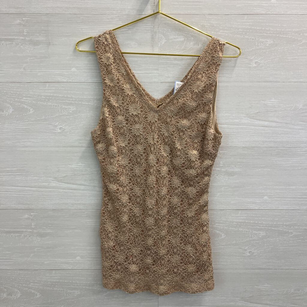 Banana Republic Gold Lace Tank Top Medium
