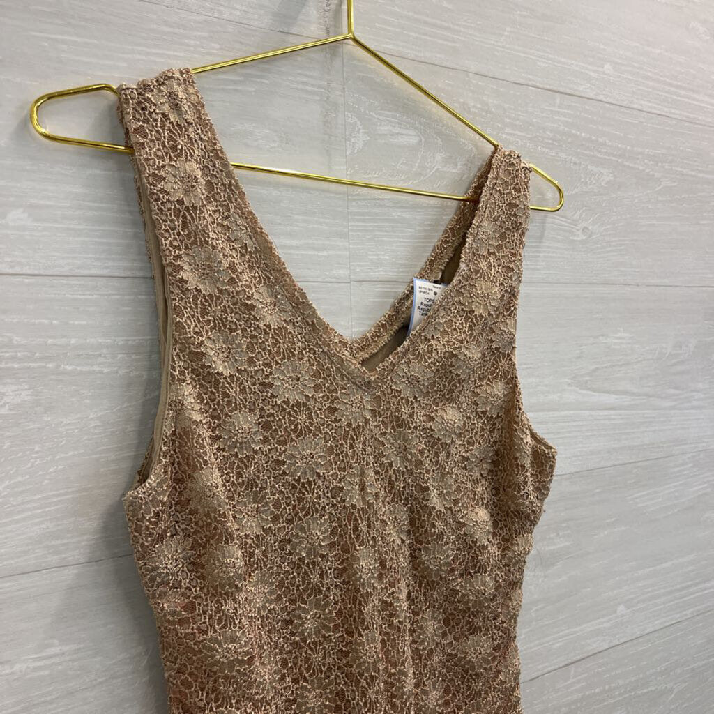 Banana Republic Gold Lace Tank Top Medium