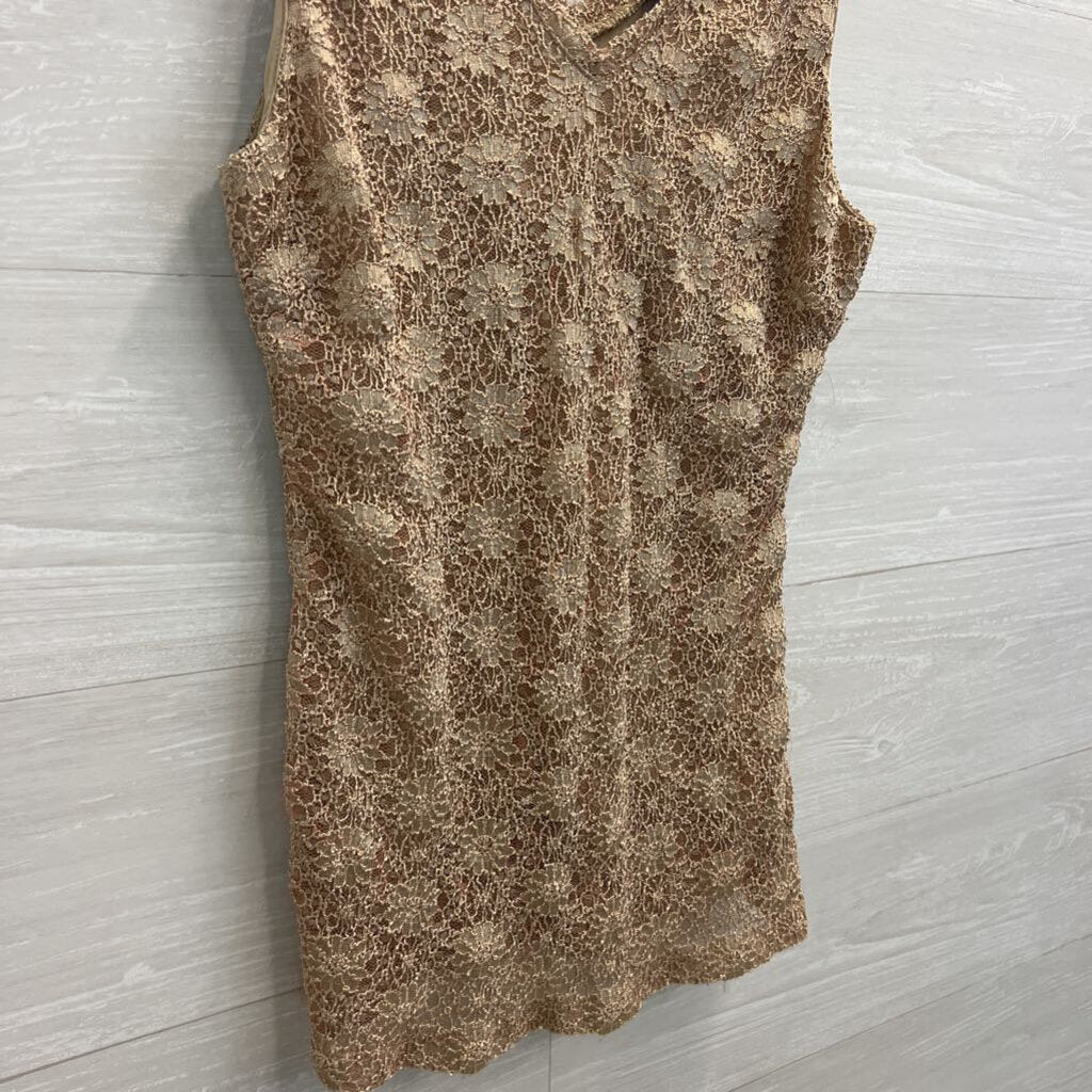 Banana Republic Gold Lace Tank Top Medium