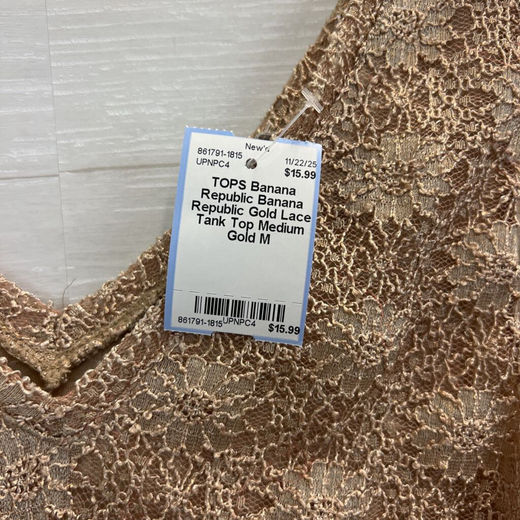Banana Republic Gold Lace Tank Top Medium