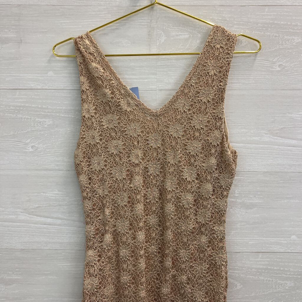 Banana Republic Gold Lace Tank Top Medium