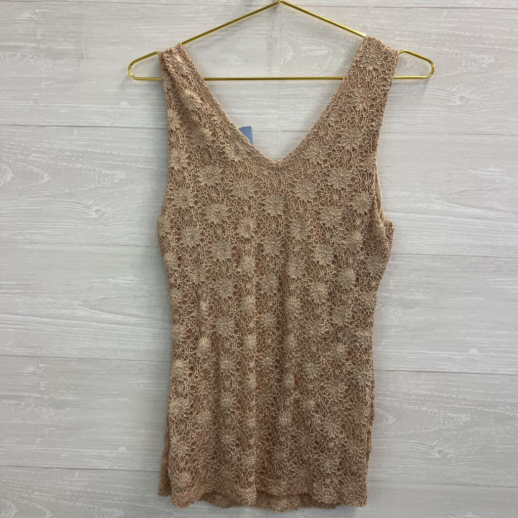 Banana Republic Gold Lace Tank Top Medium