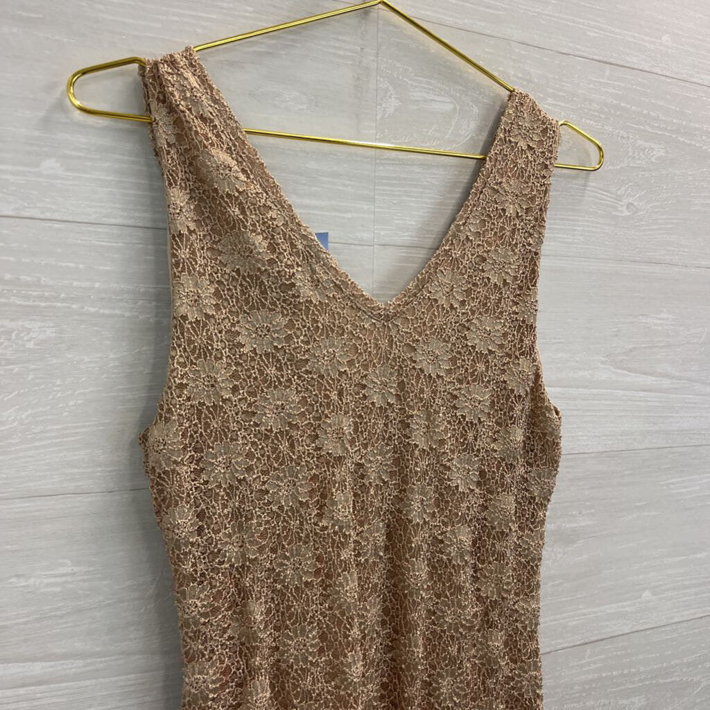 Banana Republic Gold Lace Tank Top Medium