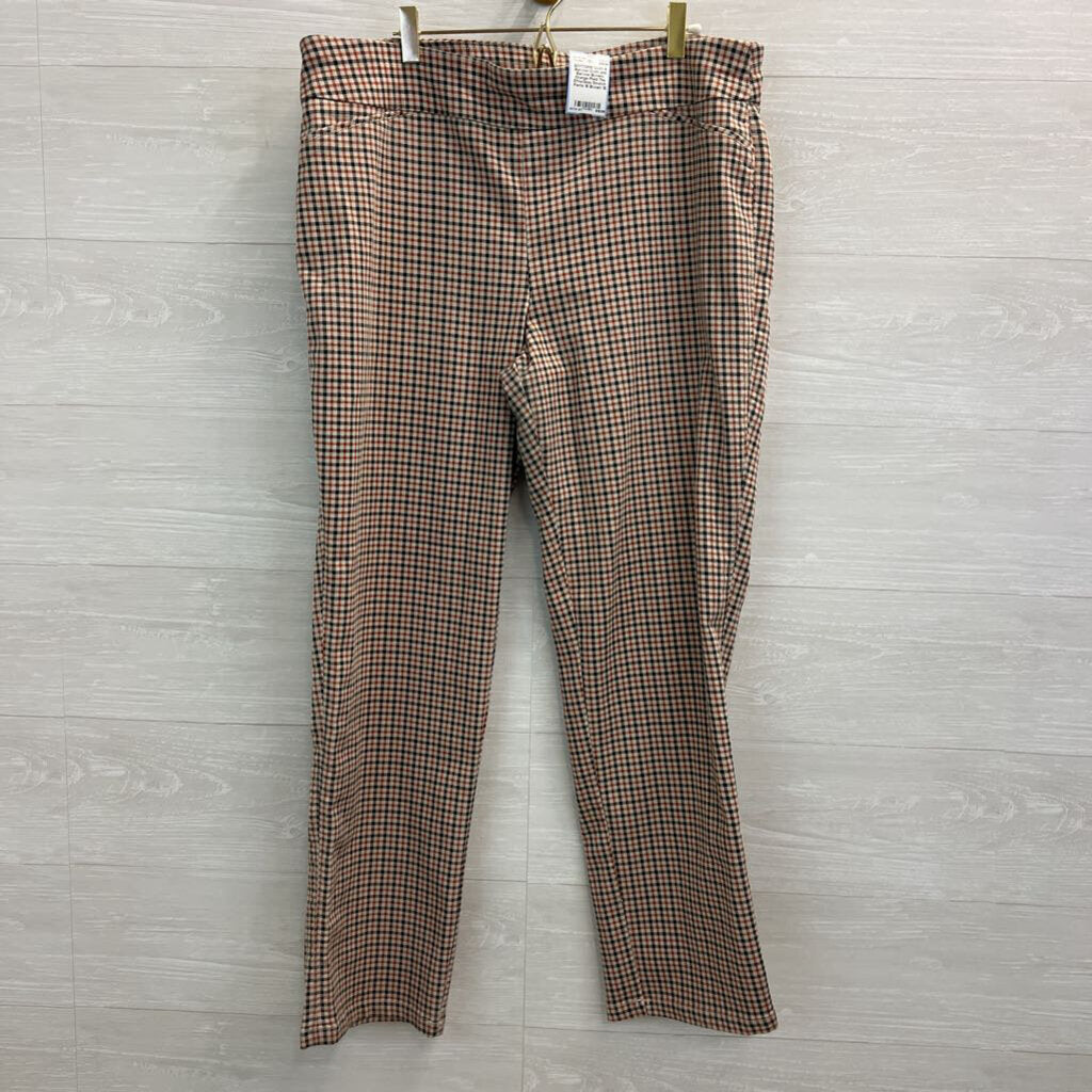 Croft and Barrow Brown/ Orange Plaid The Effortless Stretch Pants 16