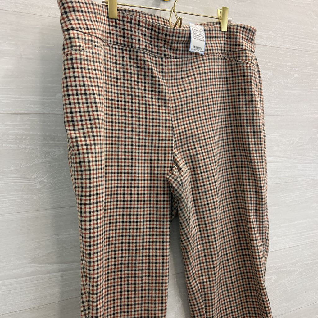 Croft and Barrow Brown/ Orange Plaid The Effortless Stretch Pants 16