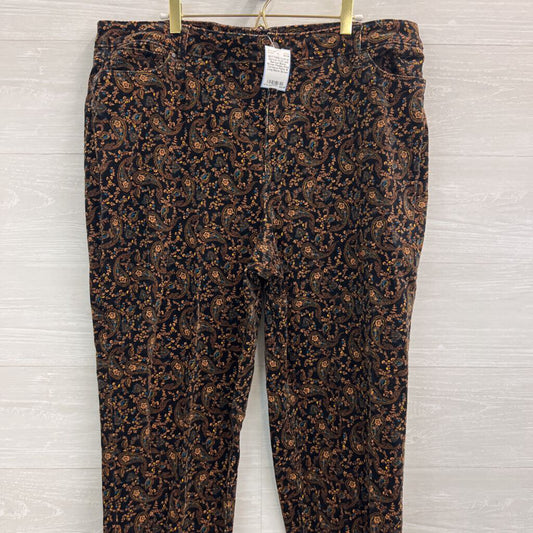 Croft and Barrow Black/ Brown Paisley Print Corduroy Pants 18 Long