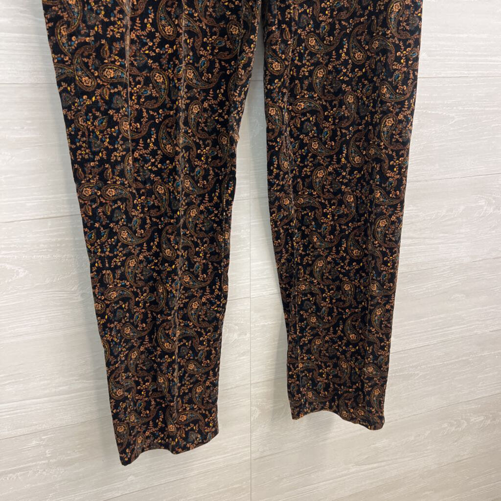 Croft and Barrow Black/ Brown Paisley Print Corduroy Pants 18 Long