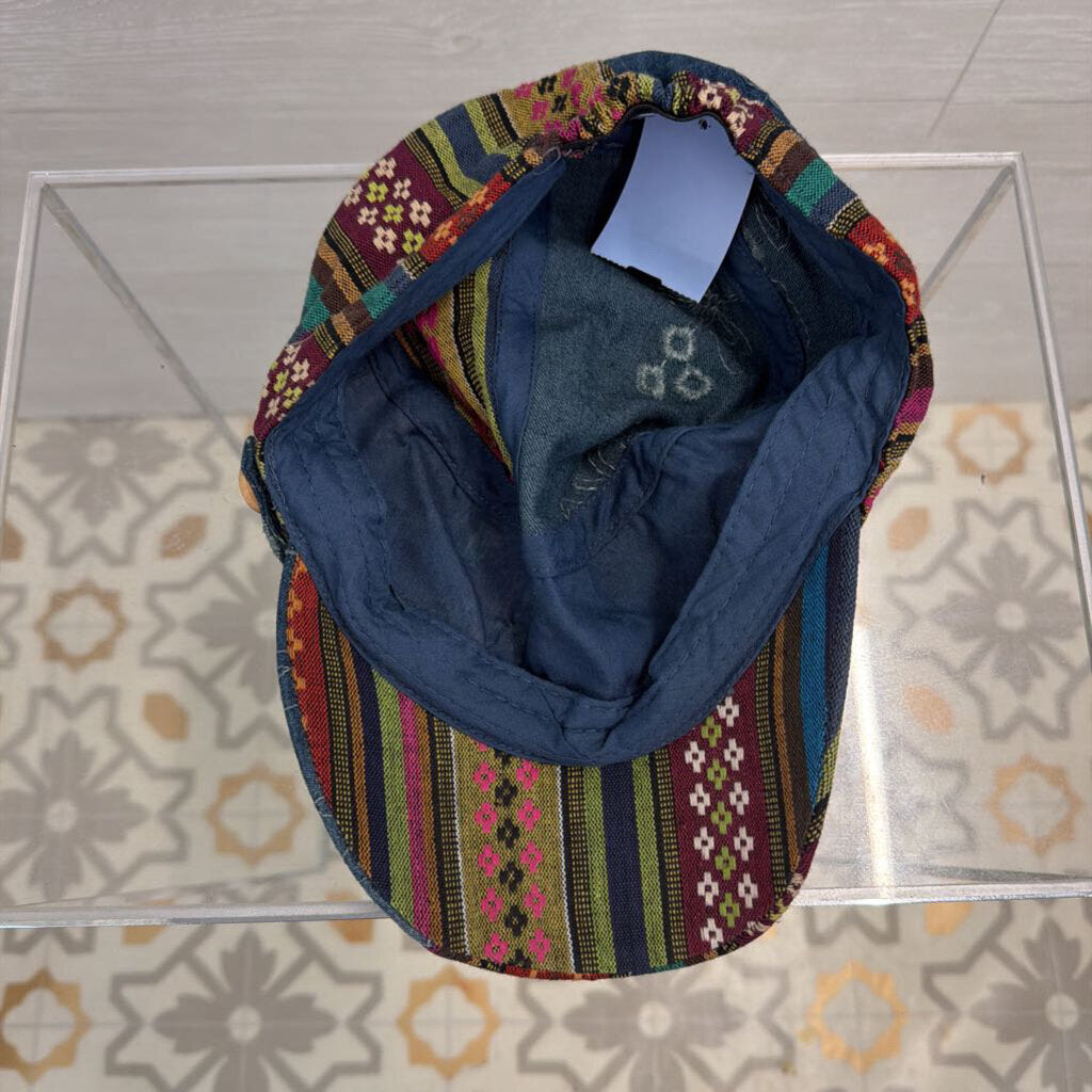 Blue/ Multi Patchwork Print Hat