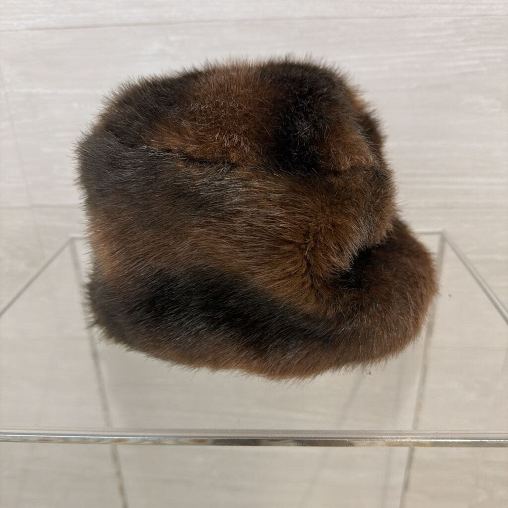 Brown Faux Fur Beanie Hat