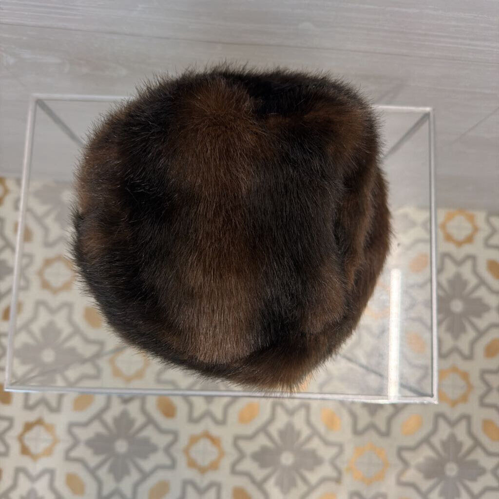 Brown Faux Fur Beanie Hat