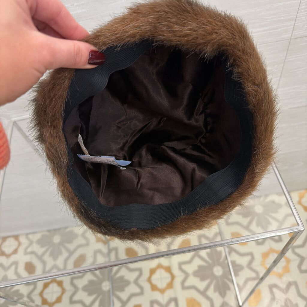 Brown Faux Fur Beanie Hat