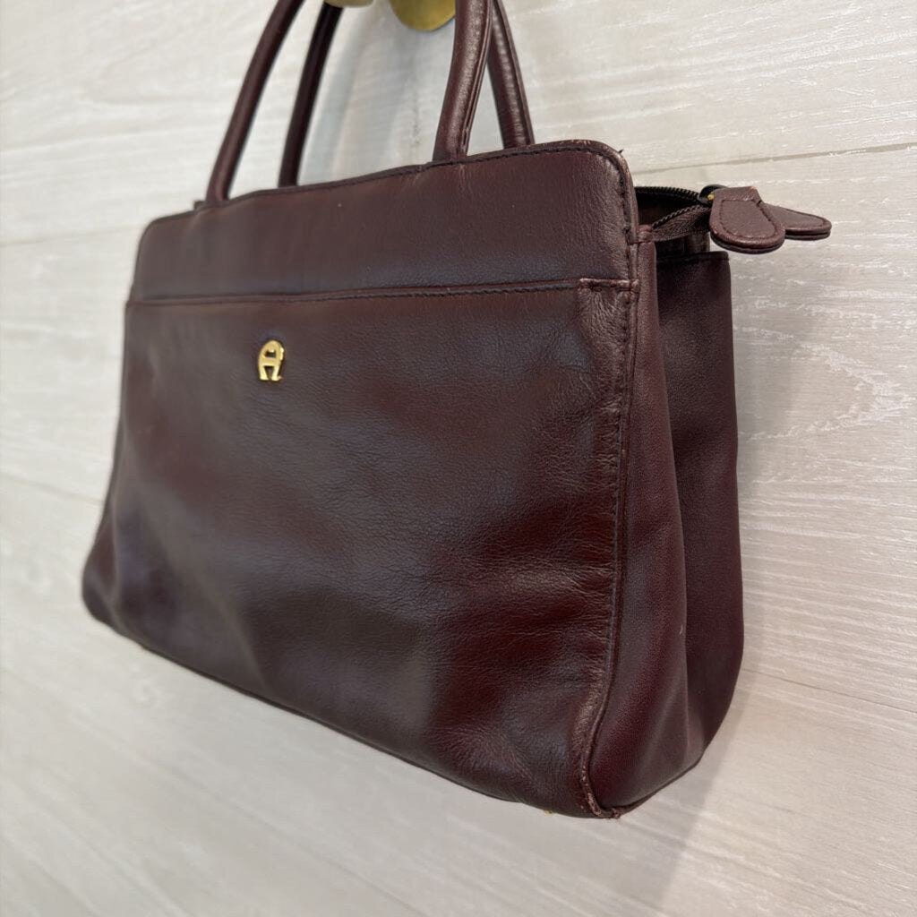 Vintage Etienne Aigner Burgundy Double Handle Small Satchel Purse