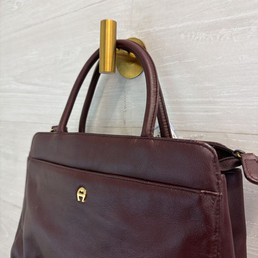 Vintage Etienne Aigner Burgundy Double Handle Small Satchel Purse