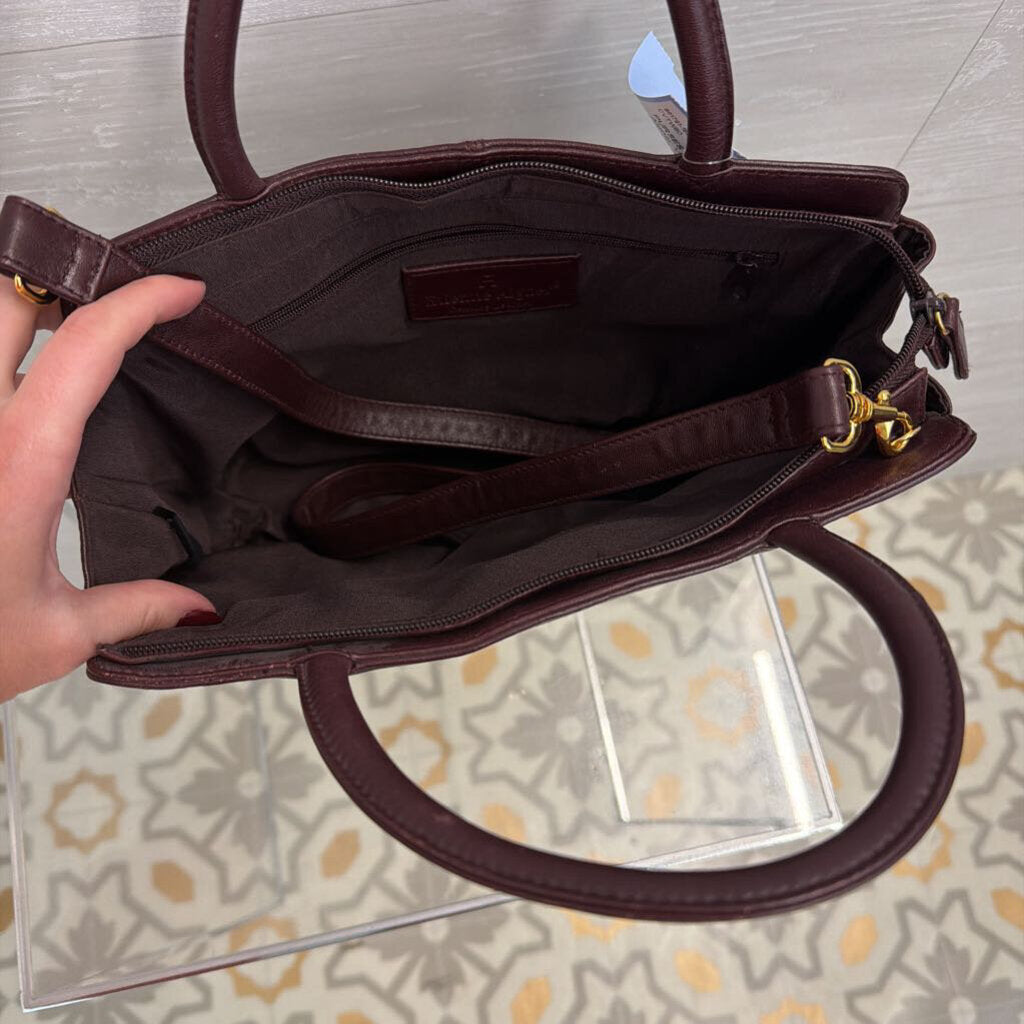 Vintage Etienne Aigner Burgundy Double Handle Small Satchel Purse