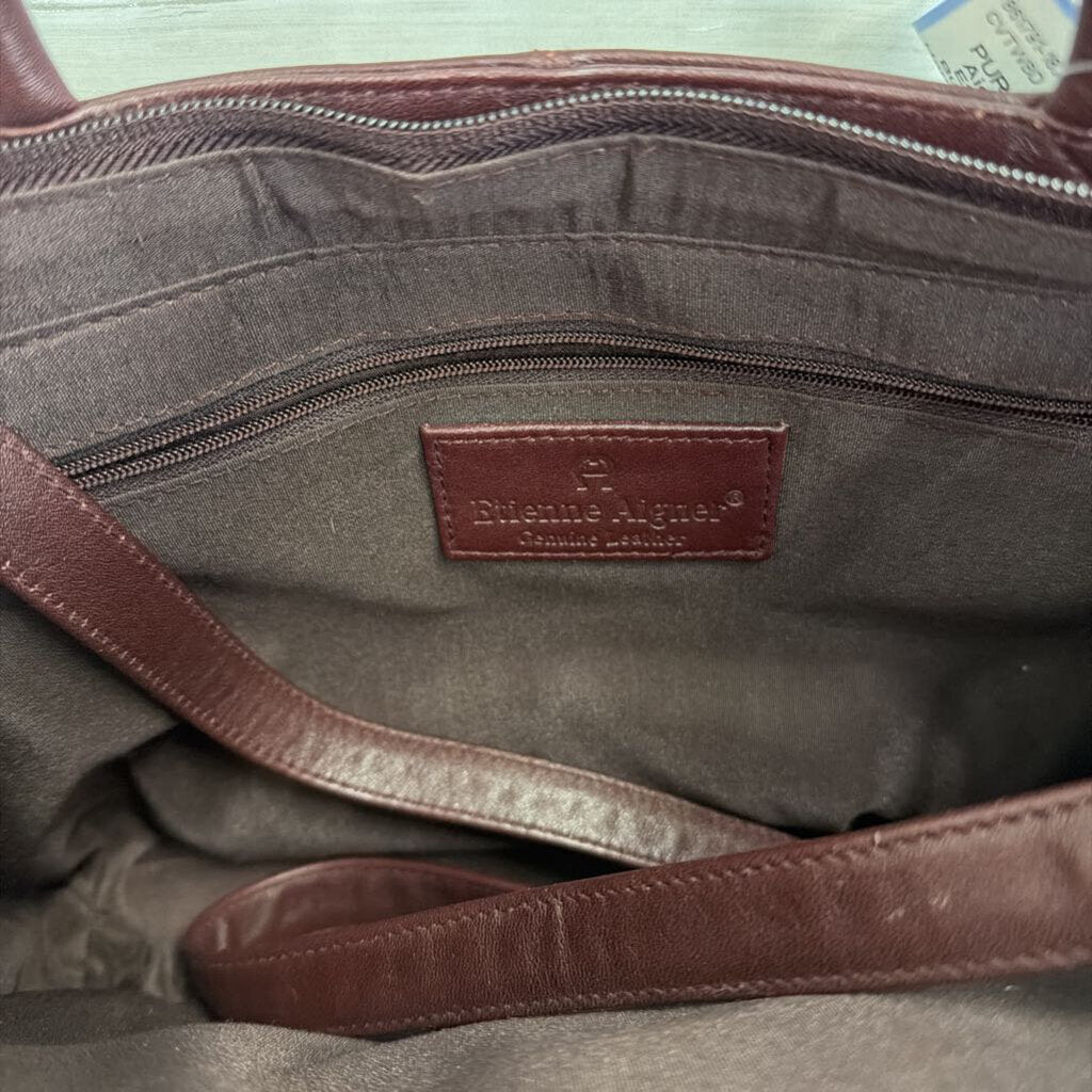 Vintage Etienne Aigner Burgundy Double Handle Small Satchel Purse