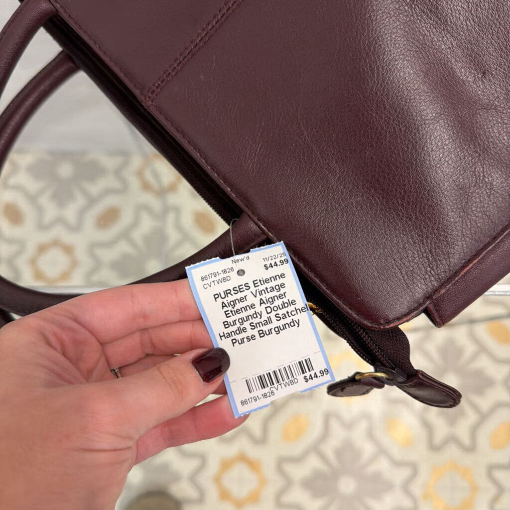 Vintage Etienne Aigner Burgundy Double Handle Small Satchel Purse