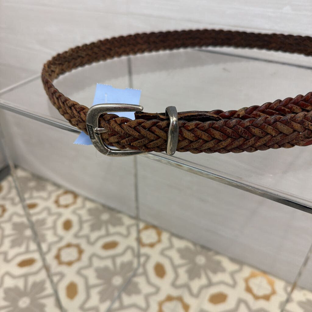 Brown Woven Leather Belt Large