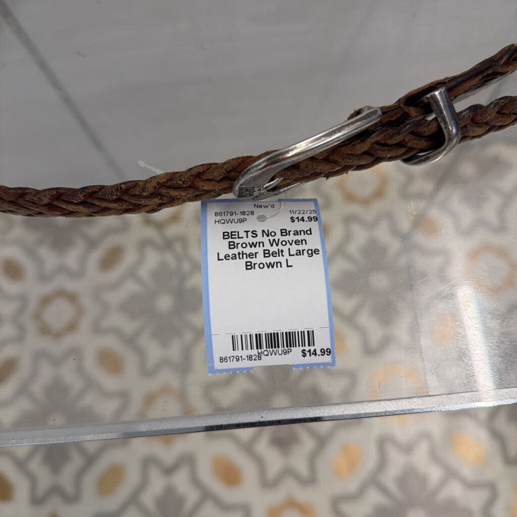 Brown Woven Leather Belt Large