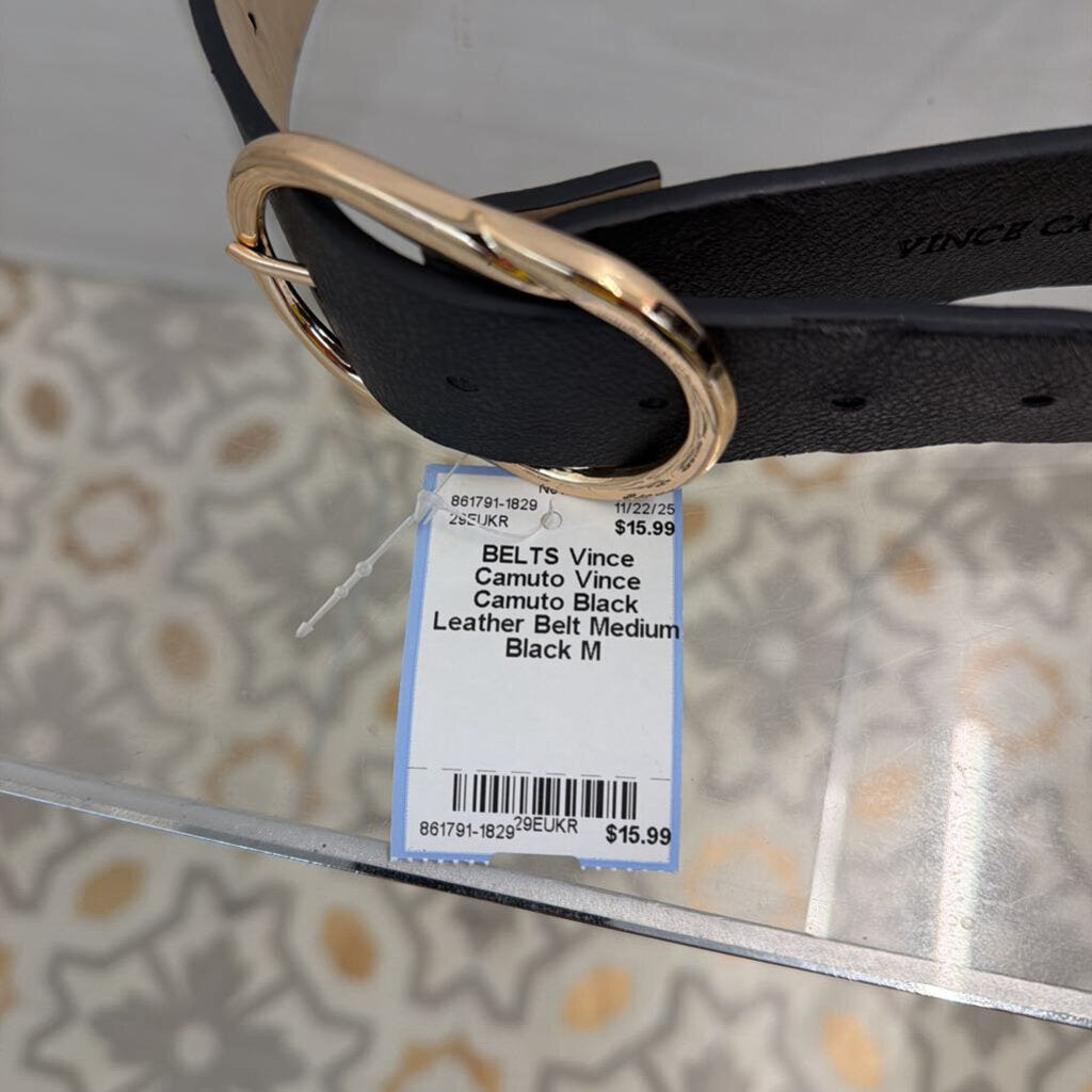 Vince Camuto Black Leather Belt Medium