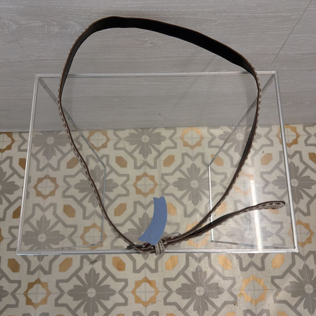 Cream/ Brown Woven Thin Belt 16