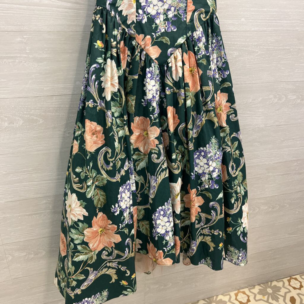 Vintage Lora Lie Green/ Multi Print Short Sleeve Dress 8