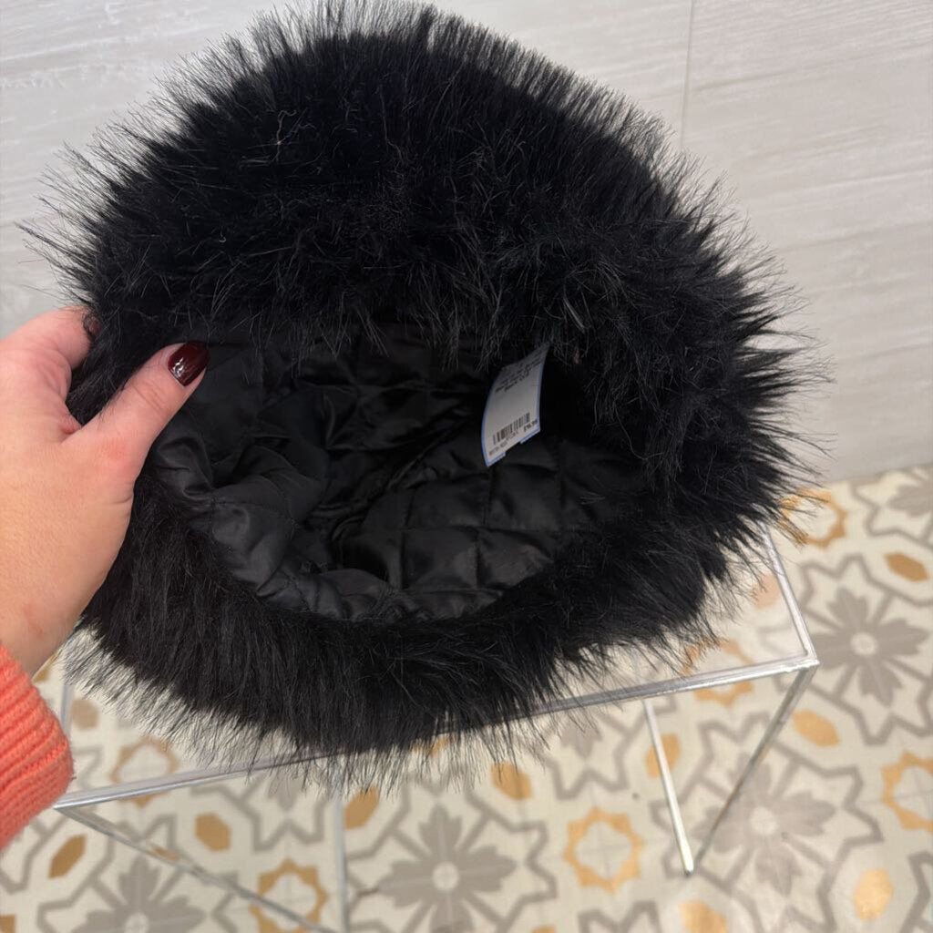Black Faux Fur Hat