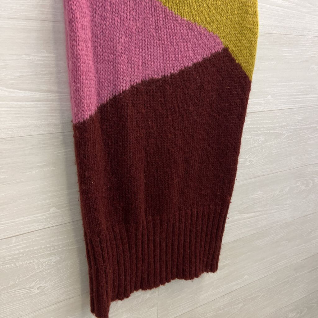 Free People Pink/ Multi Color Block Knit Sleeveless Tunic Top Extra Small