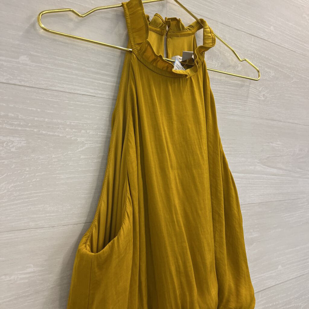 Nine West Olive Green Silky Ruffle Mock Neck Sleeveless Top XXL