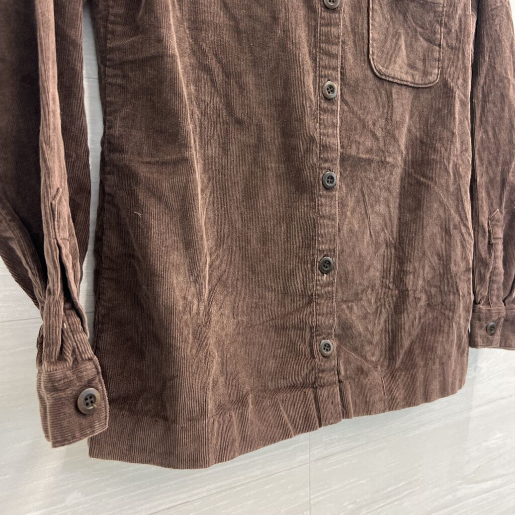 J Crew Brown Corduroy Long Sleeve Button Down Top 4 Petite