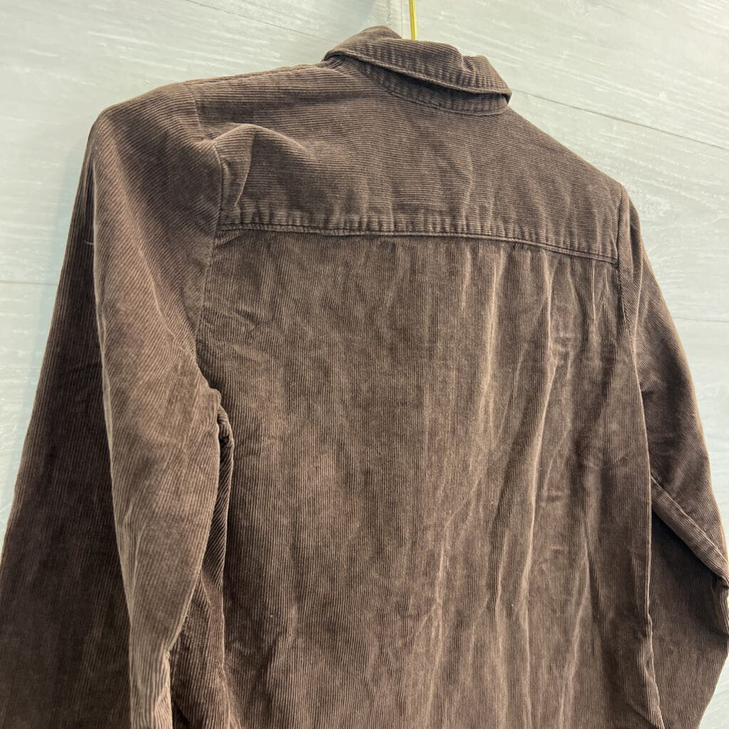 J Crew Brown Corduroy Long Sleeve Button Down Top 4 Petite