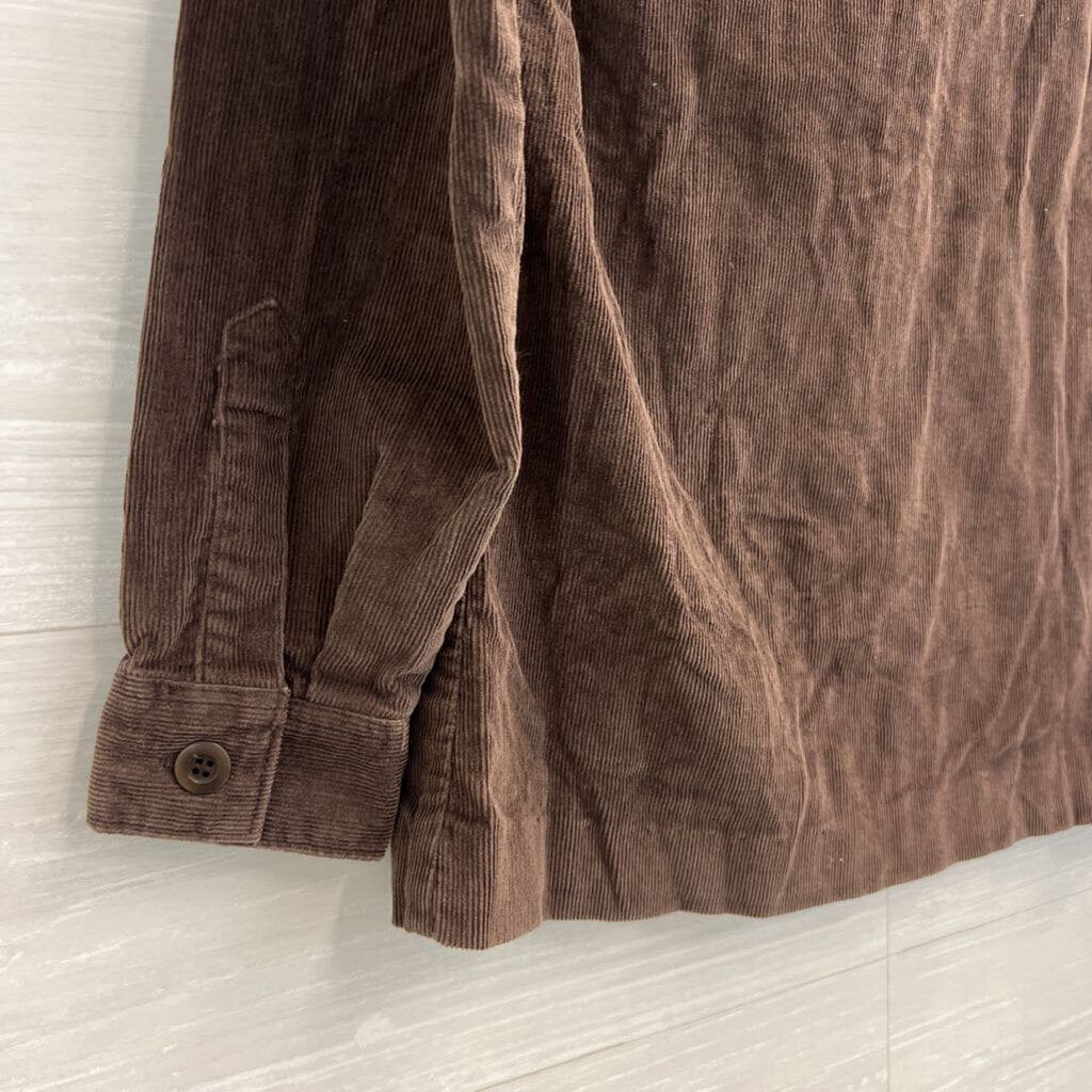 J Crew Brown Corduroy Long Sleeve Button Down Top 4 Petite