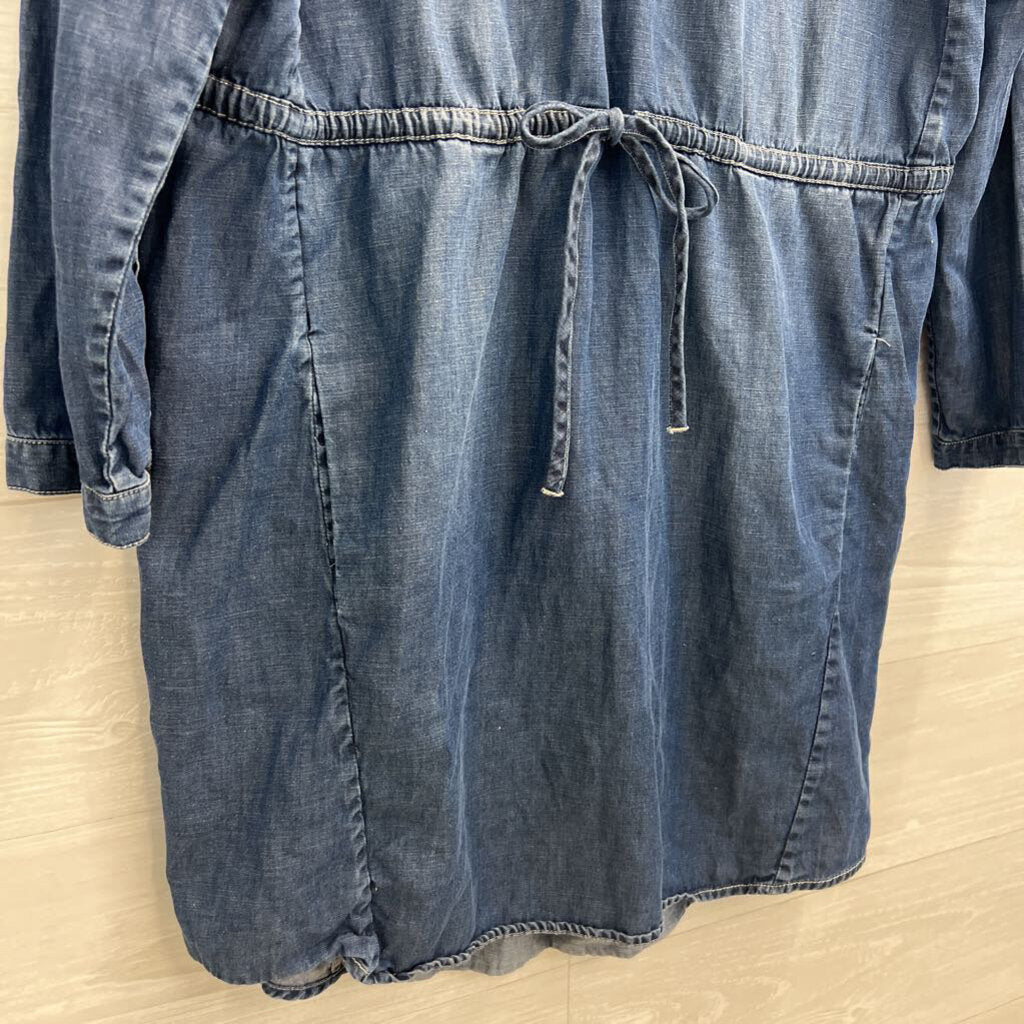 Lucky Brand Blue Chambray Long Sleeve Dress Large