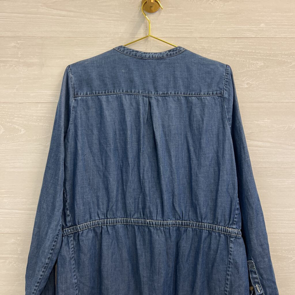 Lucky Brand Blue Chambray Long Sleeve Dress Large