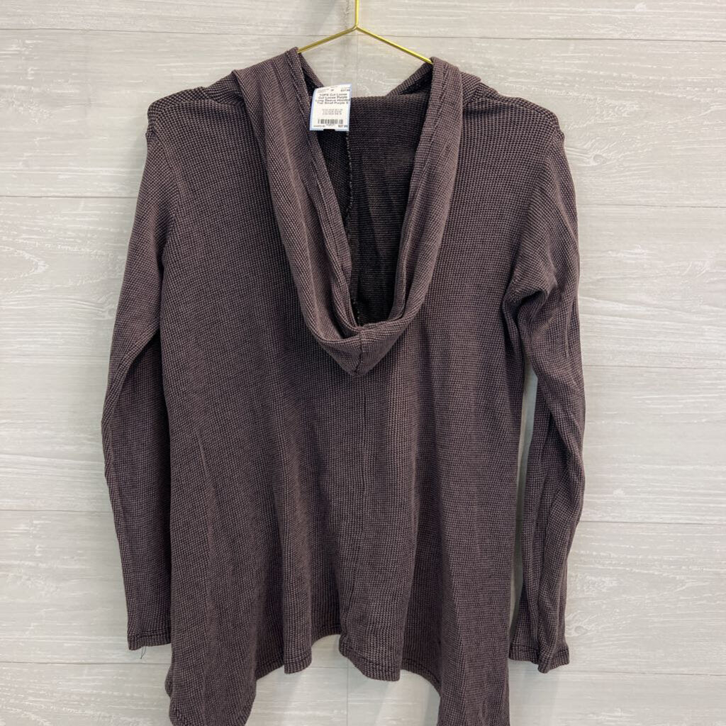 Cut Loose Purple Long Sleeve Hooded Top Small