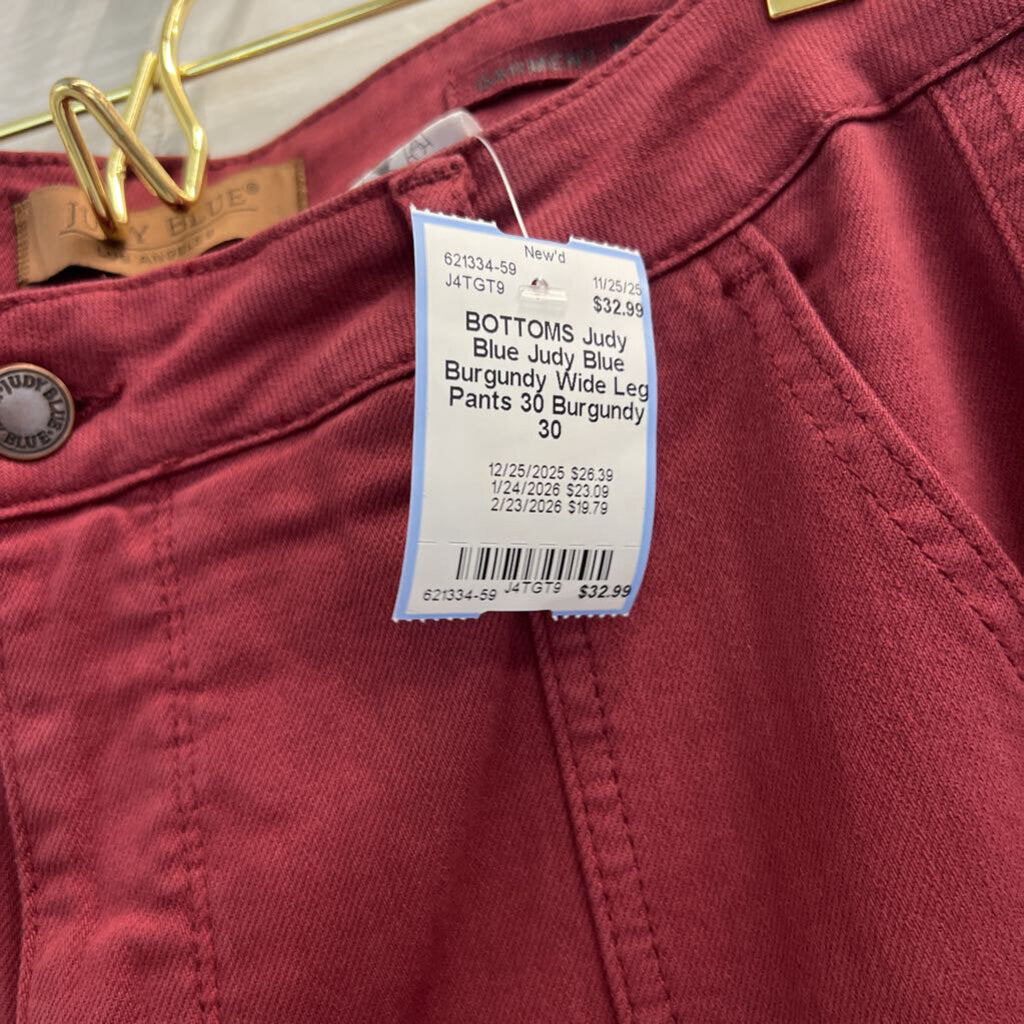 Judy Blue Burgundy Wide Leg Pants 30