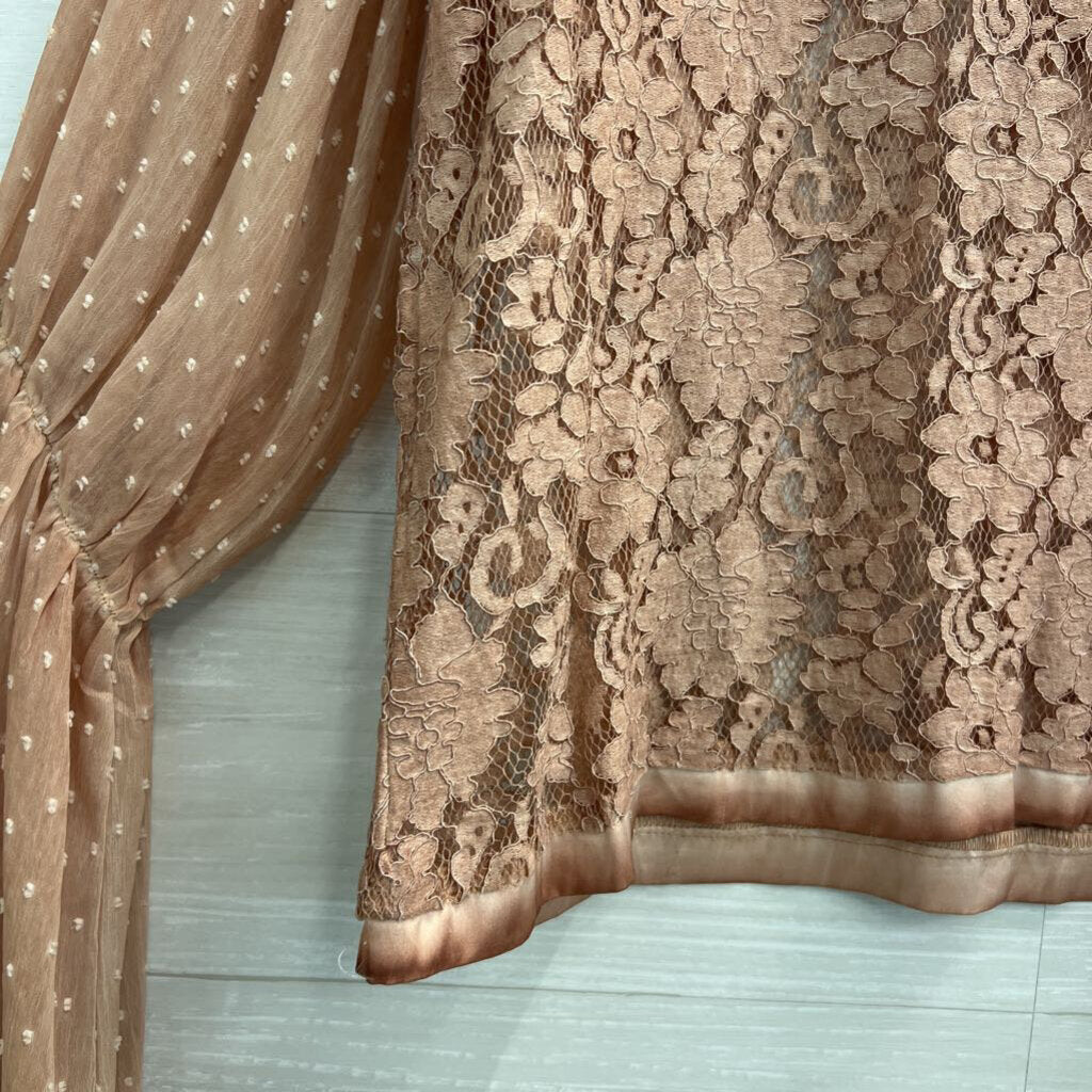 Gimmicks Pink Lace Long Bell Sleeve Top Extra Large